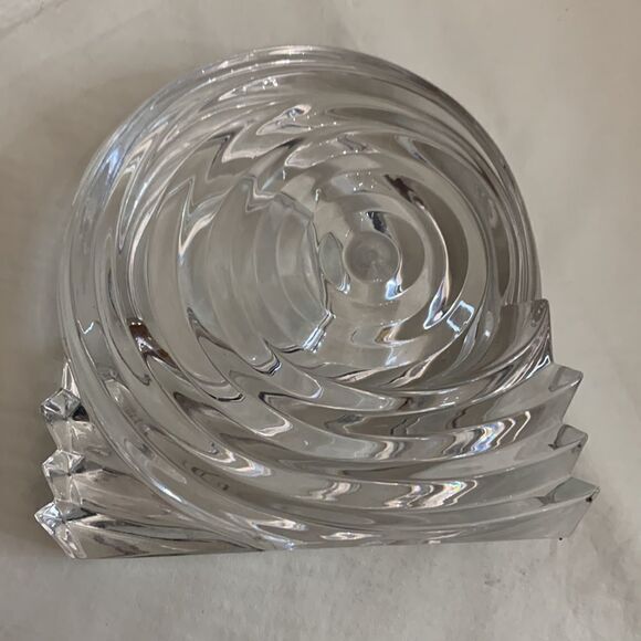 German Paper Weight Glass Spiral Swirl Candle Votive  Holder Lead Crystal Heavy - Picture 8 of 10
